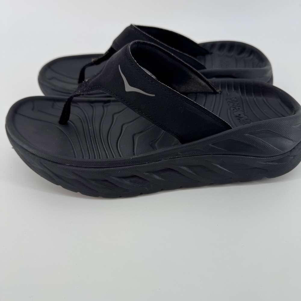 Hoka One One Ora Recovery Flip Women Size 7 Black Thong Platform Sandals - Picture 3 of 9